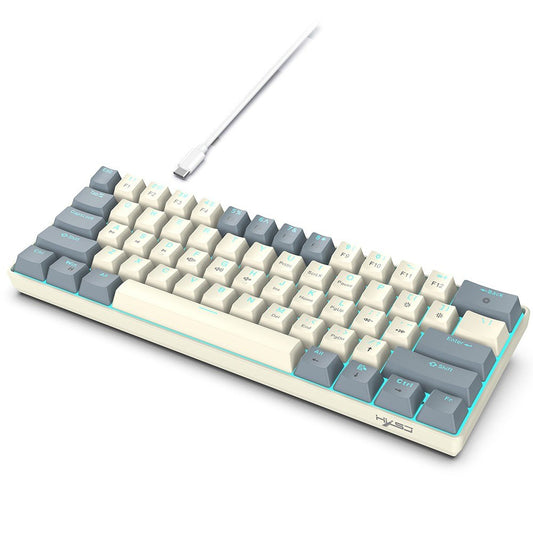 61-Key Ergonomic Mechanical Keyboard with Red Switches & Ice Blue LED, USB 2.0 Plug-and-Play for Gaming & Office