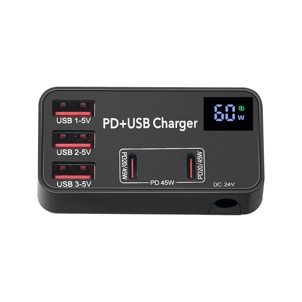 65W USB-C PD & QC Portable Fast Charger with Multifunctional Display for Laptops, Tablets, and Phones