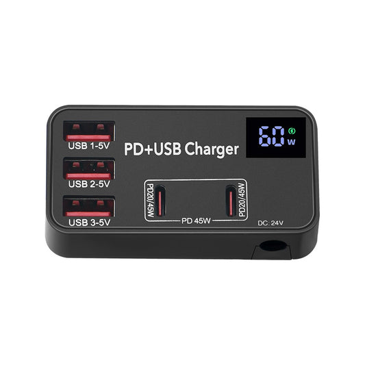 65W USB-C PD & QC Portable Fast Charger with Multifunctional Display for Laptops, Tablets, and Phones