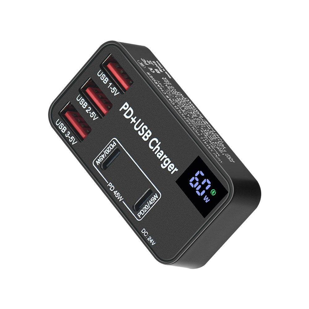 65W USB-C PD & QC Portable Fast Charger with Multifunctional Display for Laptops, Tablets, and Phones