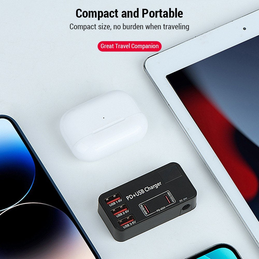 65W USB-C PD & QC Portable Fast Charger with Multifunctional Display for Laptops, Tablets, and Phones