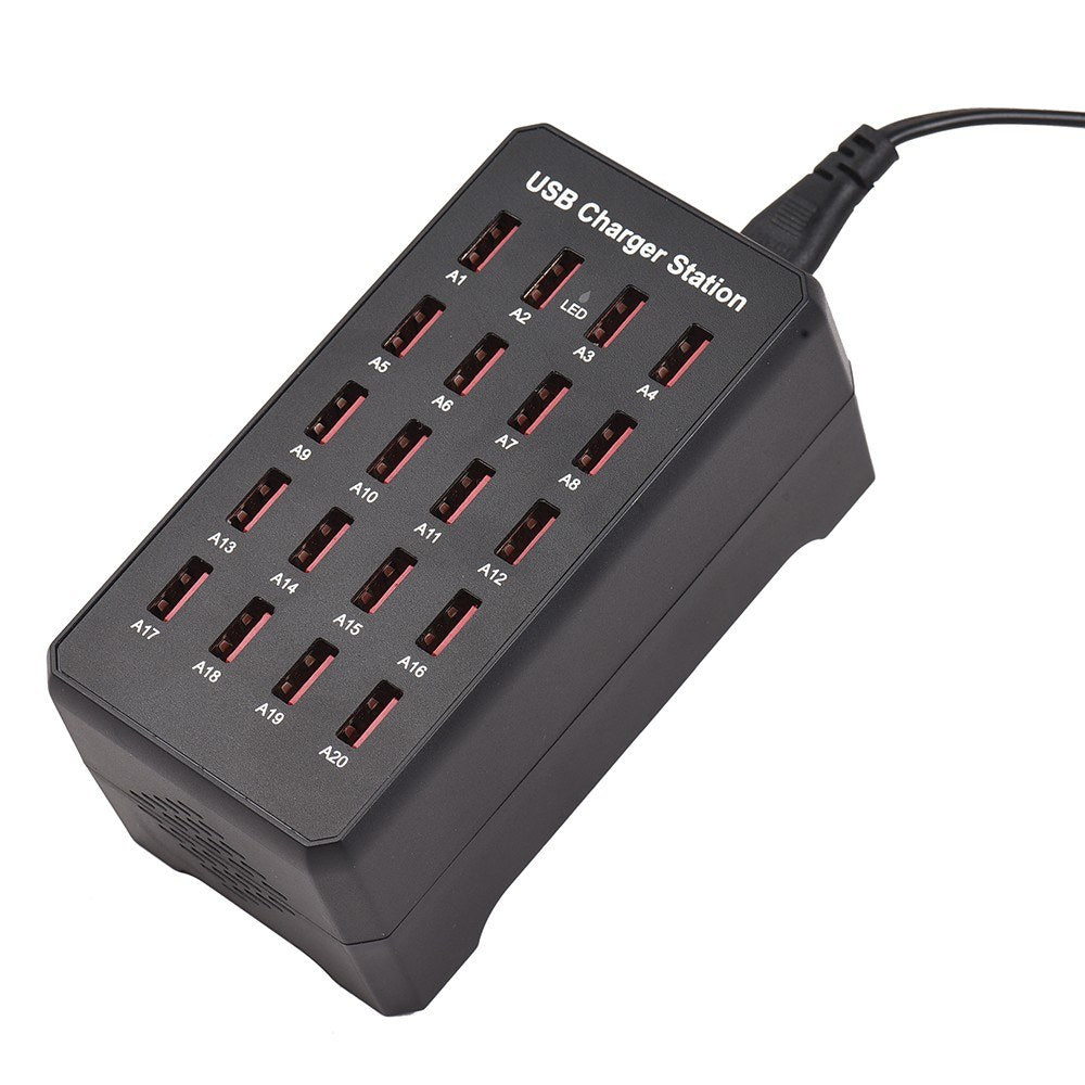 100W 20-Port USB C Charger Hub - Fast Multi-Device Charging with Safety Protection