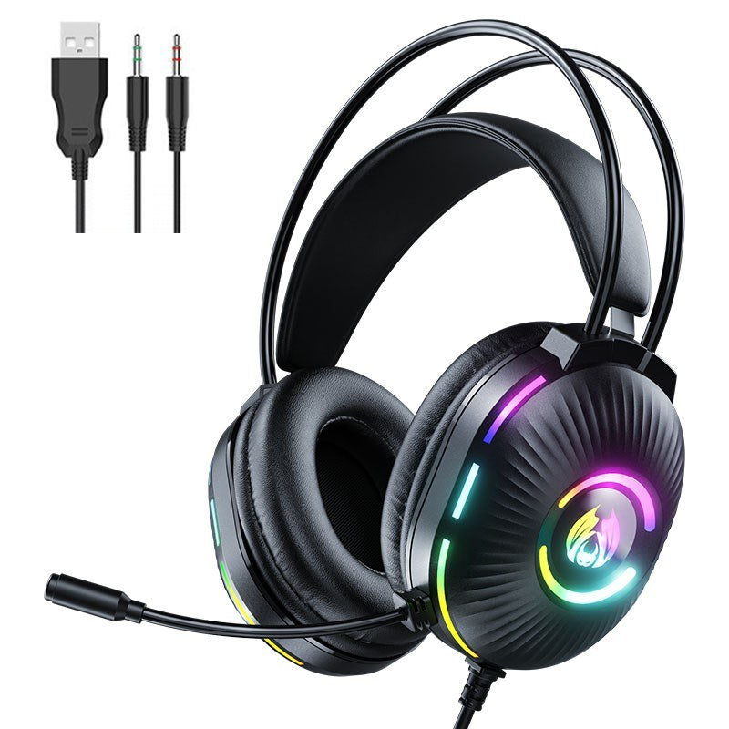 7.1 Surround Sound Gaming Headsets with Mic, Noise-Canceling Over-Ear Wired Headphones & LED Lights for PC