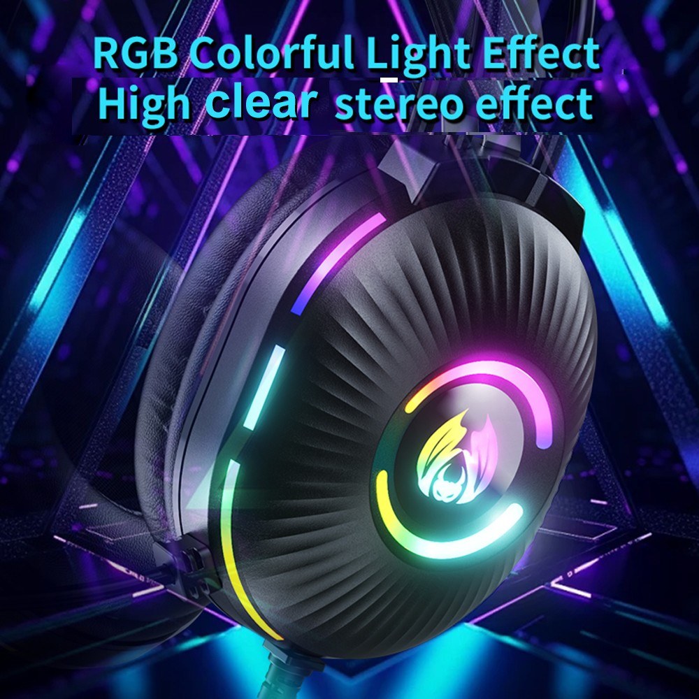7.1 Surround Sound Gaming Headsets with Mic, Noise-Canceling Over-Ear Wired Headphones & LED Lights for PC