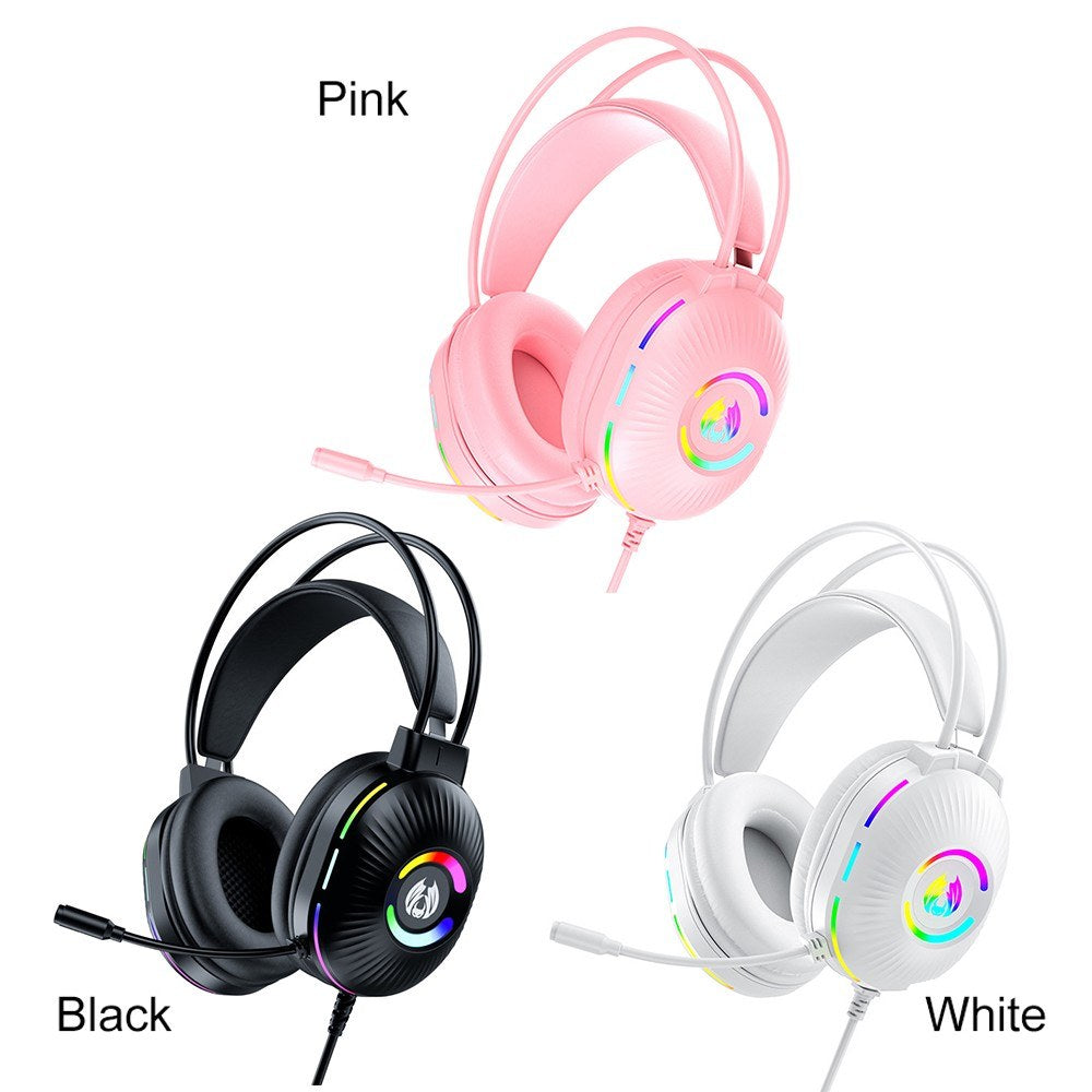7.1 Surround Sound Gaming Headsets with Mic, Noise-Canceling Over-Ear Wired Headphones & LED Lights for PC