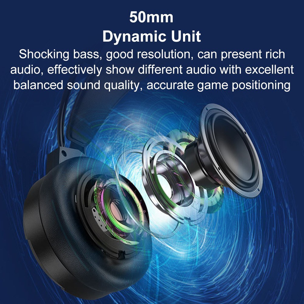 7.1 Surround Sound Gaming Headsets with Mic, Noise-Canceling Over-Ear Wired Headphones & LED Lights for PC