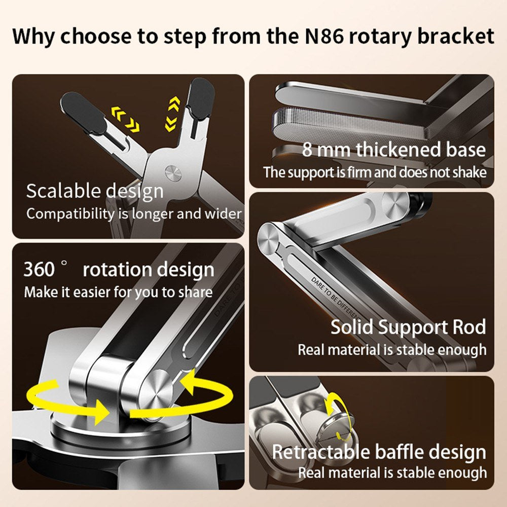Ergonomic 360° Rotating Foldable Laptop Stand for 16 Notebooks - X-Shaped Adjustable Metal Holder