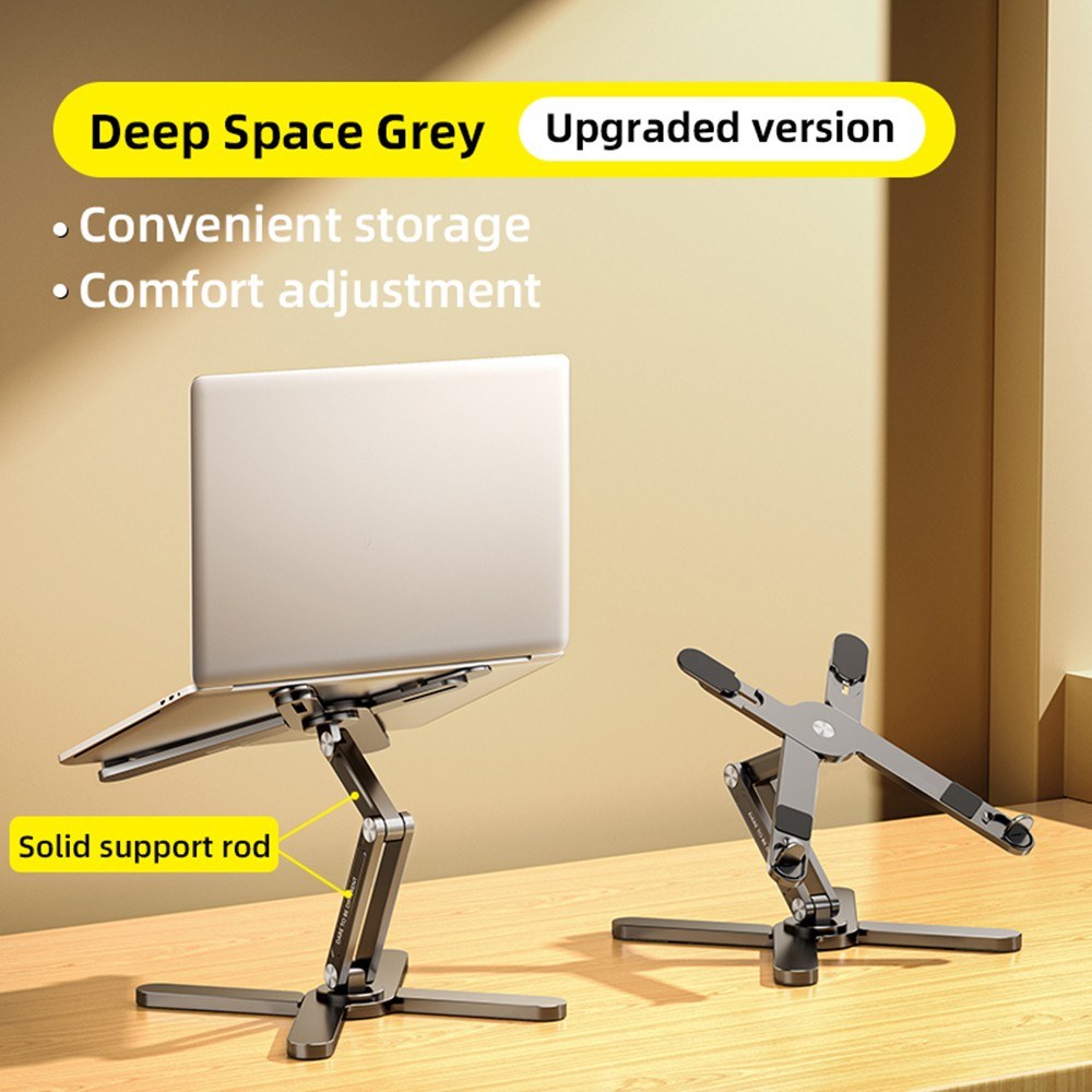 Ergonomic 360° Rotating Foldable Laptop Stand for 16 Notebooks - X-Shaped Adjustable Metal Holder