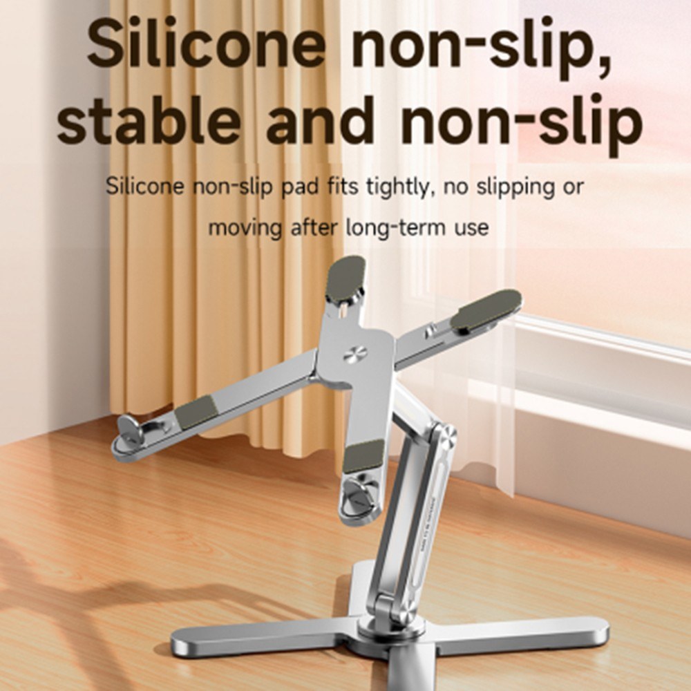 Ergonomic 360° Rotating Foldable Laptop Stand for 16 Notebooks - X-Shaped Adjustable Metal Holder