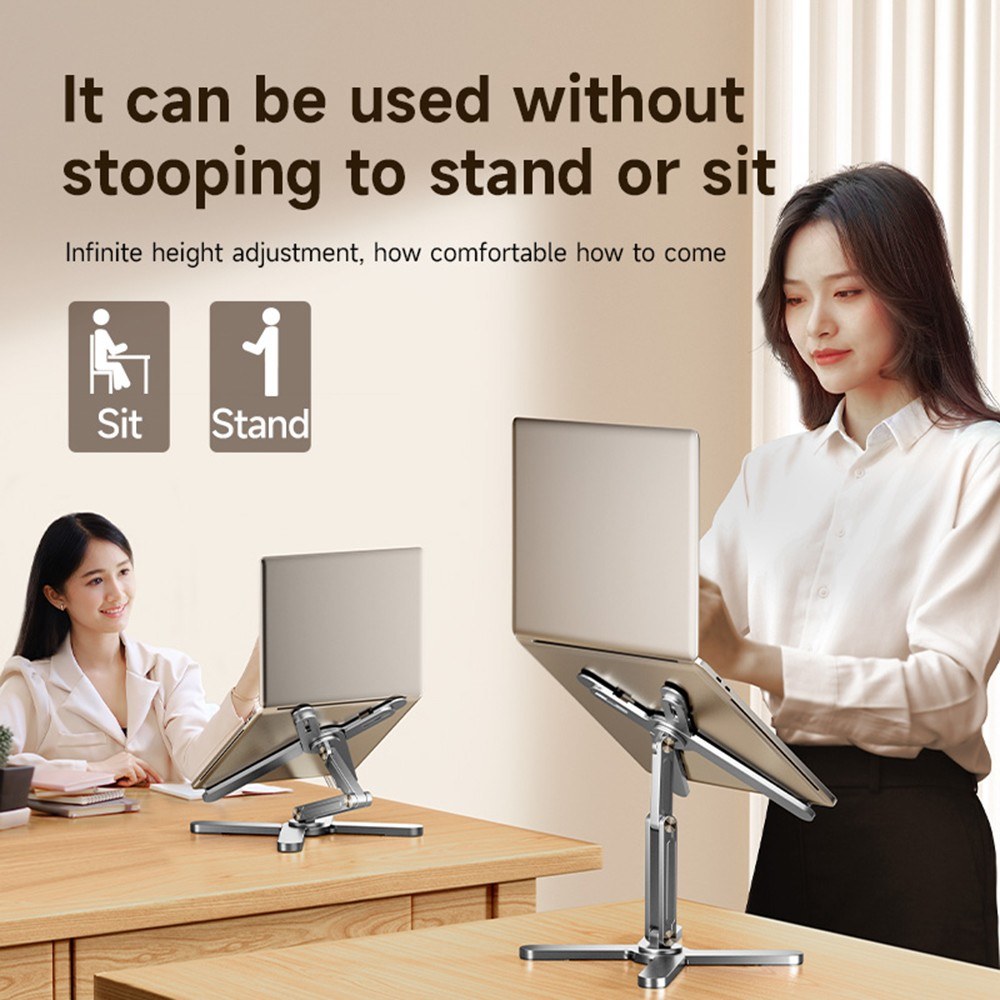 Ergonomic 360° Rotating Foldable Laptop Stand for 16 Notebooks - X-Shaped Adjustable Metal Holder