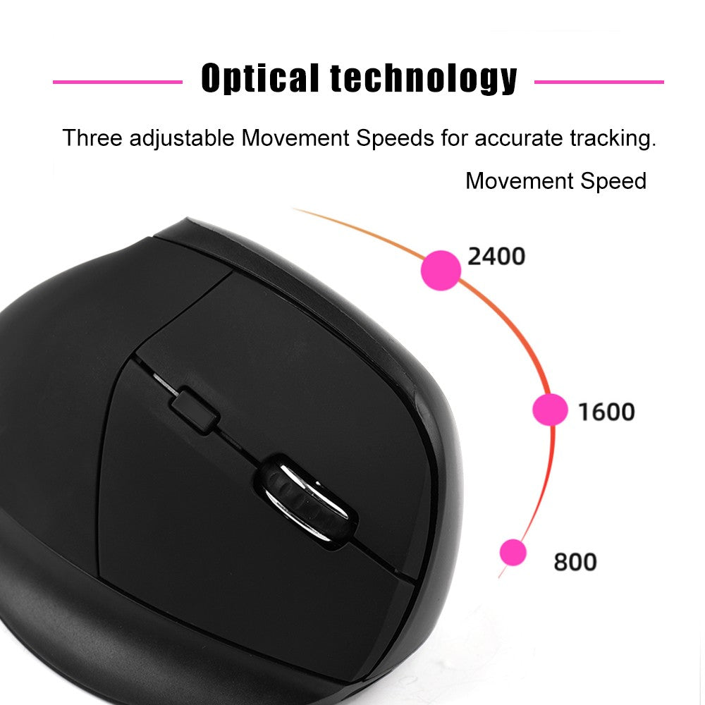 Ergonomic Wireless Vertical Mouse, Rechargeable 2.4GHz, 2400 DPI 6-Button for Gaming & Office, USB-C Charging