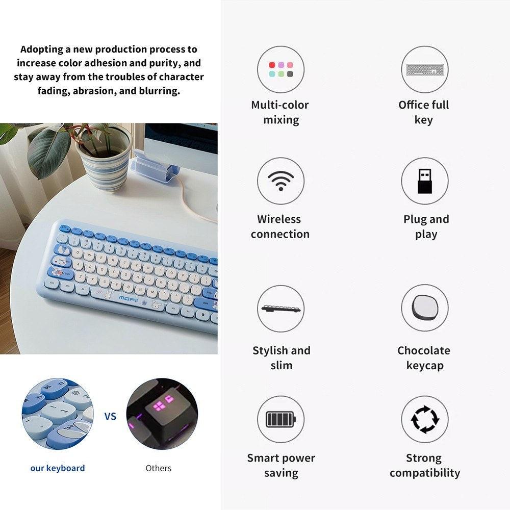 Ultra-Slim Mofii 110-Key Wireless Keyboard & Mouse Set 2.4GHz USB Ergonomic for Office