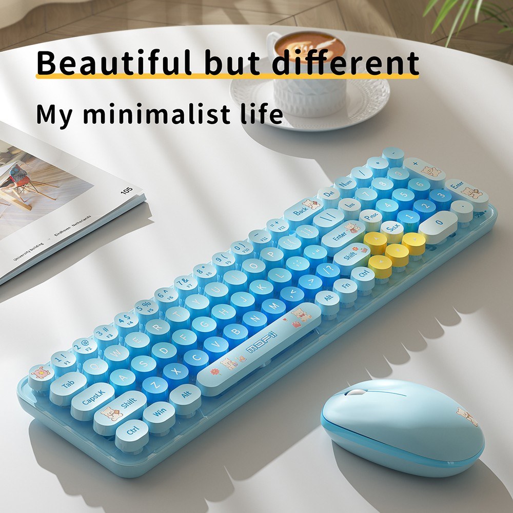Mofii BabyBear Ergonomic Wireless Keyboard & Mouse Set - Silent 2.4G USB for Windows XP/7/8/10