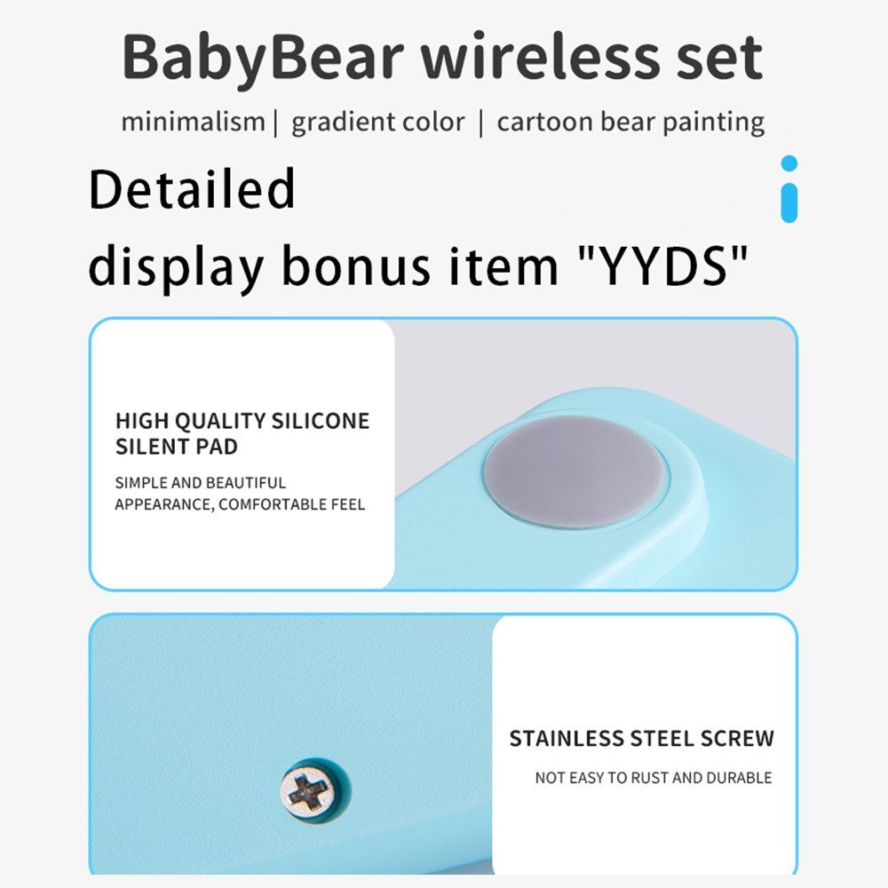 Mofii BabyBear Ergonomic Wireless Keyboard & Mouse Set - Silent 2.4G USB for Windows XP/7/8/10