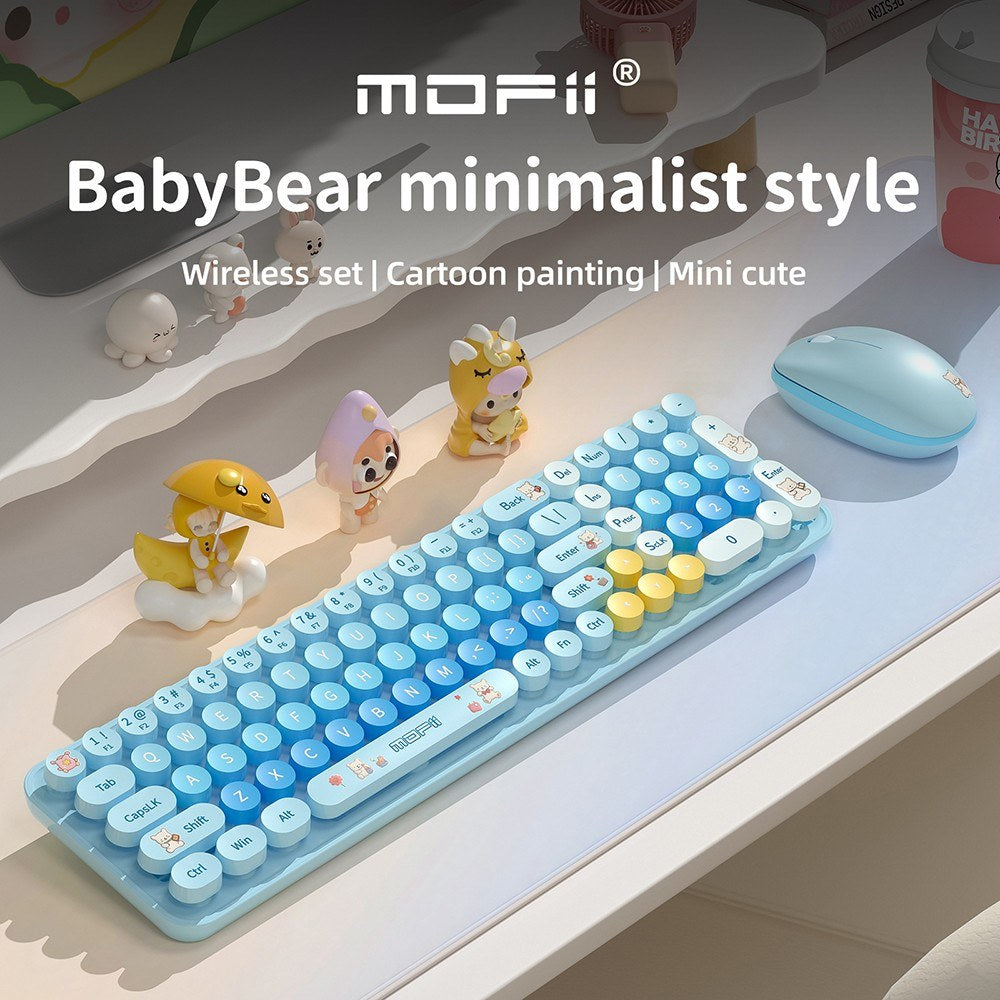 Mofii BabyBear Ergonomic Wireless Keyboard & Mouse Set - Silent 2.4G USB for Windows XP/7/8/10