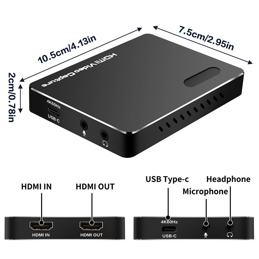 4K HDMI Video Capture Card - USB 3.2, 4K60Hz, Low Latency, Plug & Play, Colorful Streaming & Recording
