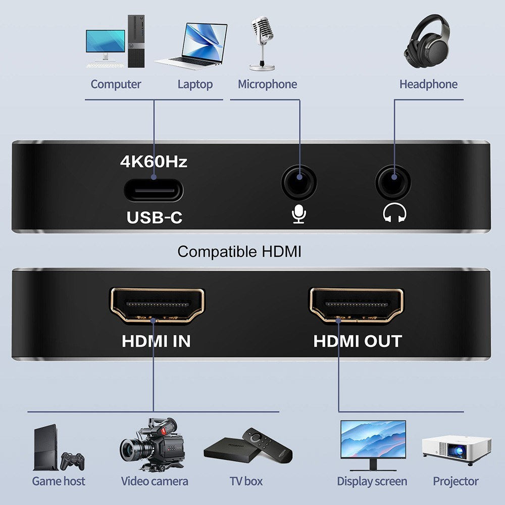 4K HDMI Video Capture Card - USB 3.2, 4K60Hz, Low Latency, Plug & Play, Colorful Streaming & Recording
