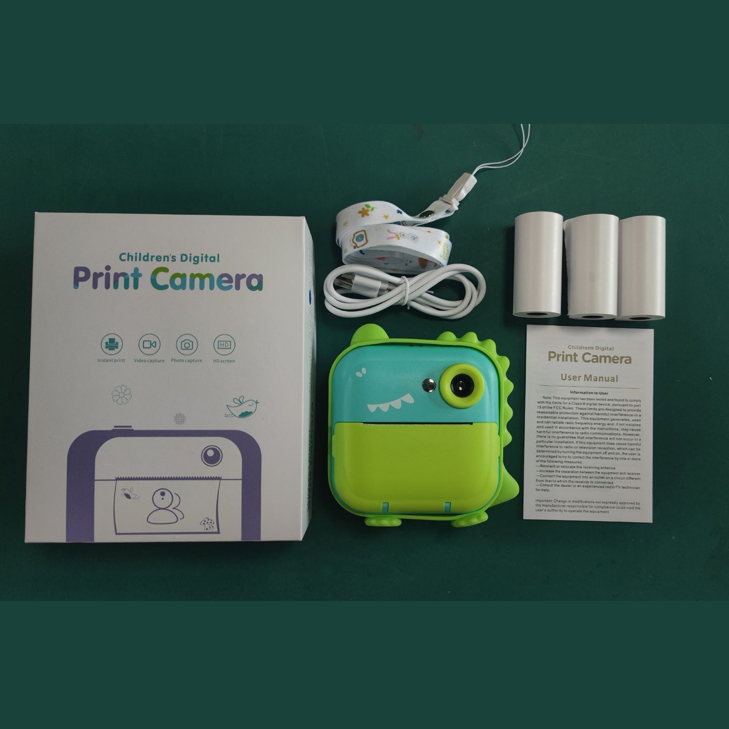 Instant Print Digital Camera for Kids - 2400W High-Resolution, 2.4 Display, Cartoon Inkless Thermal Printer, Dual Lens for Boys & Girls