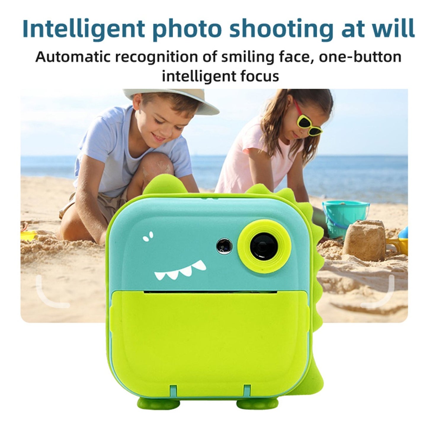 Instant Print Digital Camera for Kids - 2400W High-Resolution, 2.4 Display, Cartoon Inkless Thermal Printer, Dual Lens for Boys & Girls
