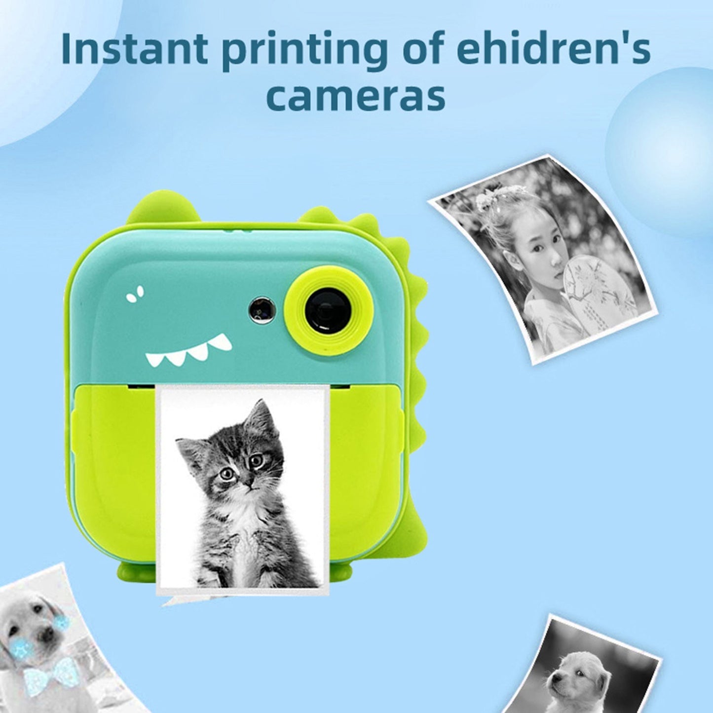 Instant Print Digital Camera for Kids - 2400W High-Resolution, 2.4 Display, Cartoon Inkless Thermal Printer, Dual Lens for Boys & Girls