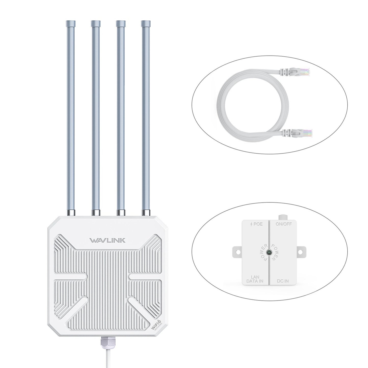 AX3000M Dual-Band Outdoor WiFi 6 Mesh Router, Waterproof & Portable, 573Mbps (2.4GHz) + 2402Mbps (5GHz)