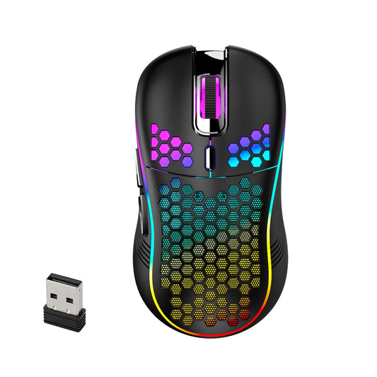 Rechargeable Wireless Gaming Mouse with Colorful Lights, 6D Buttons & High-Precision Sensor