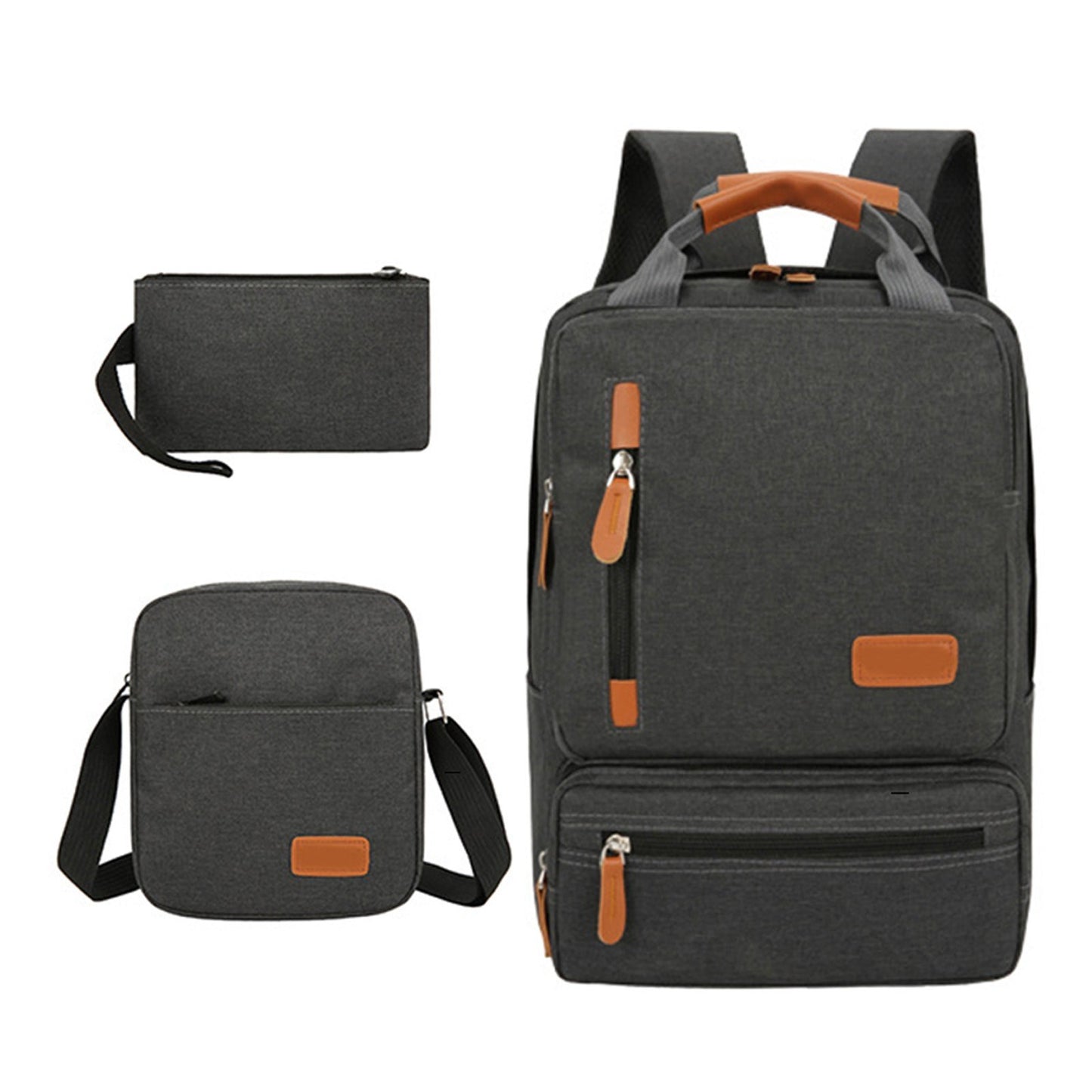 3-Piece Laptop Backpack Set: Unisex Travel, School, Business & College Bag with Shoulder Bag & Small Pocket