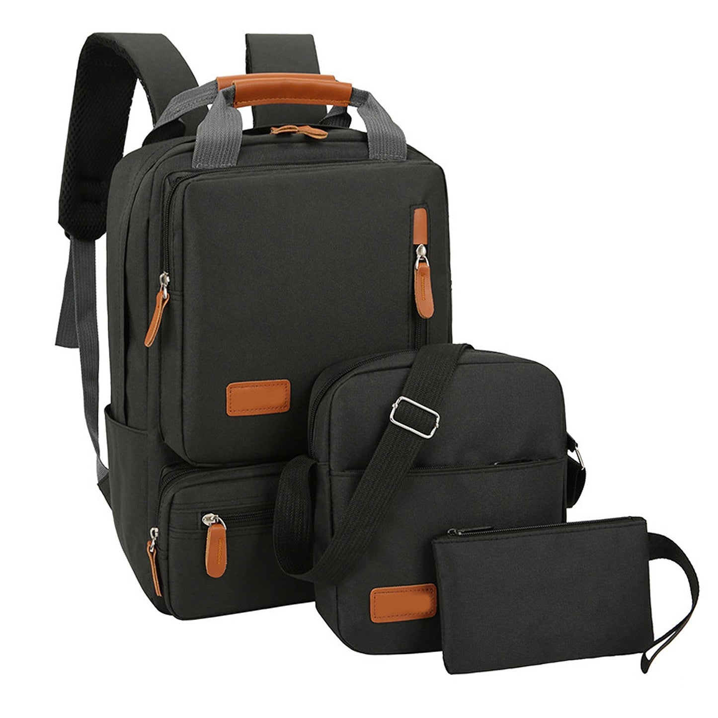 3-Piece Laptop Backpack Set: Unisex Travel, School, Business & College Bag with Shoulder Bag & Small Pocket