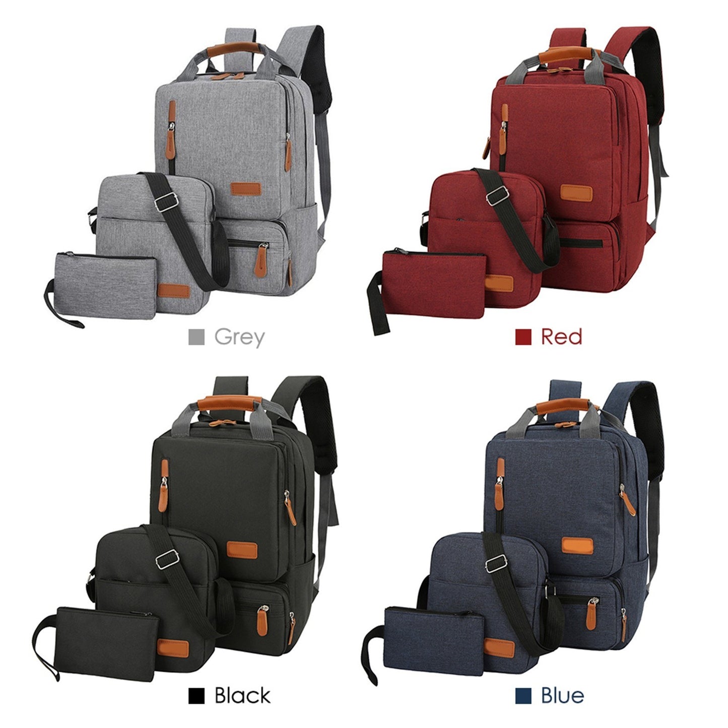 3-Piece Laptop Backpack Set: Unisex Travel, School, Business & College Bag with Shoulder Bag & Small Pocket
