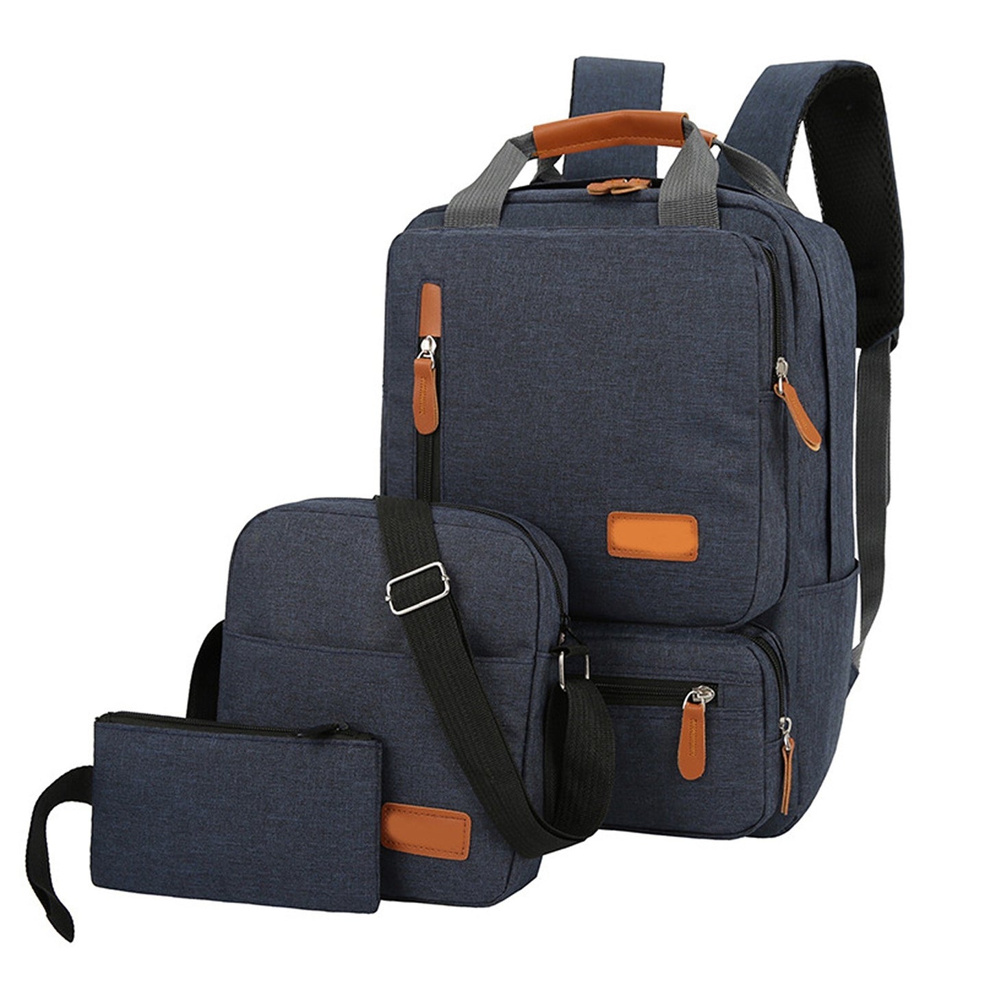3-Piece Laptop Backpack Set: Unisex Travel, School, Business & College Bag with Shoulder Bag & Small Pocket