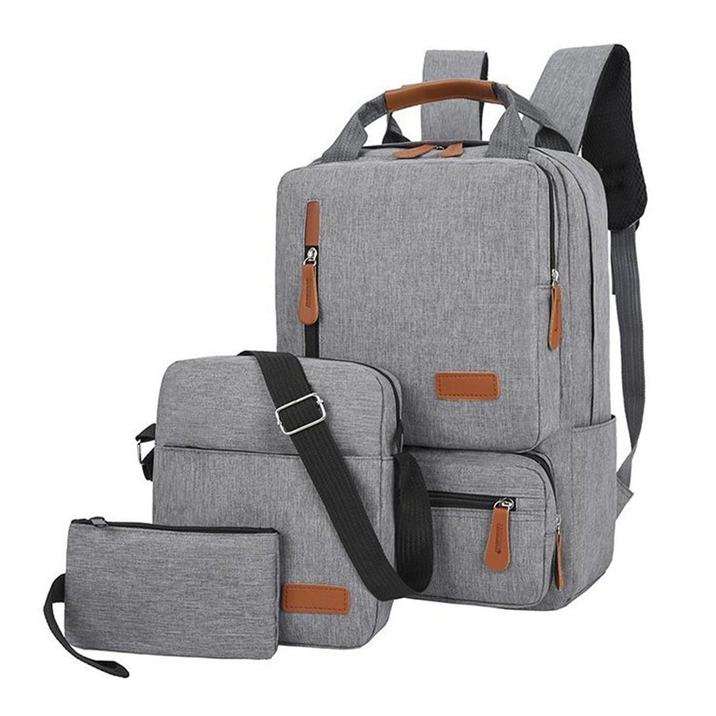 3-Piece Laptop Backpack Set: Unisex Travel, School, Business & College Bag with Shoulder Bag & Small Pocket