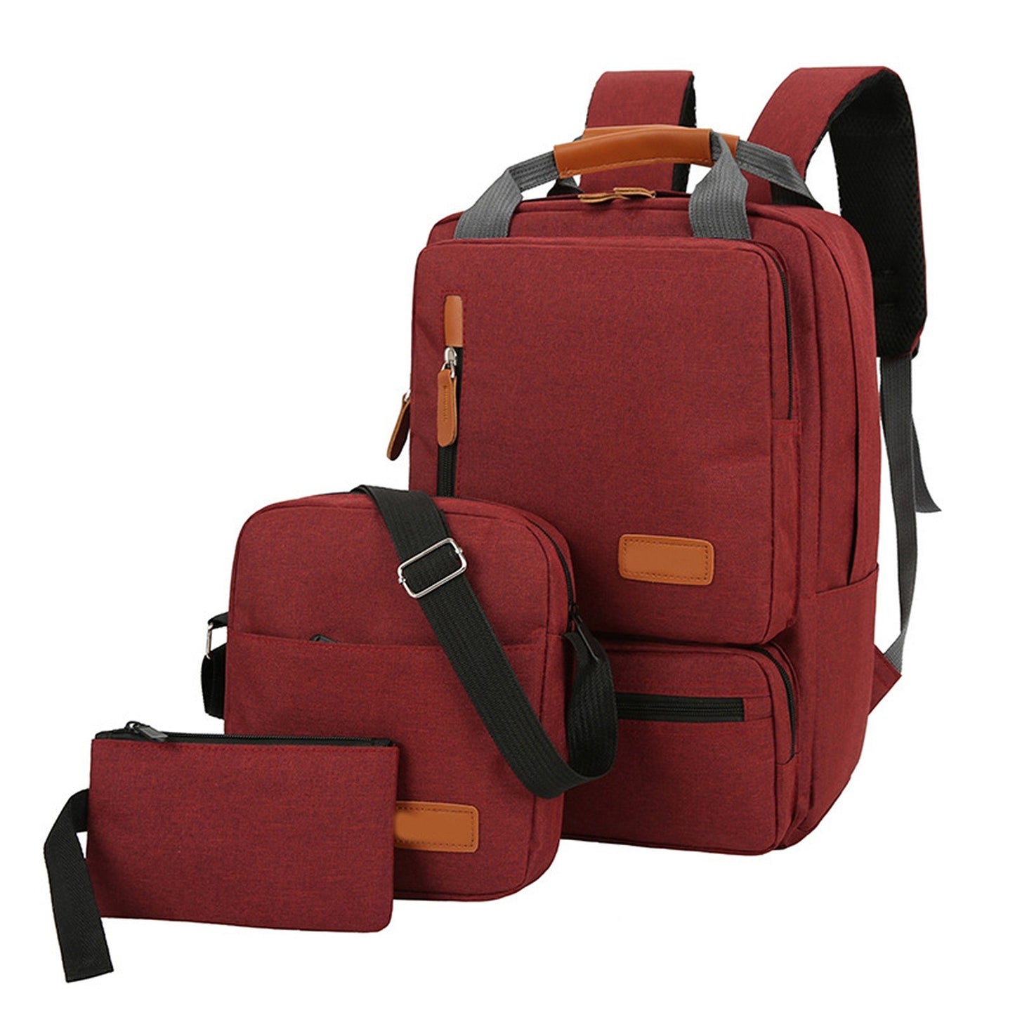 3-Piece Laptop Backpack Set: Unisex Travel, School, Business & College Bag with Shoulder Bag & Small Pocket