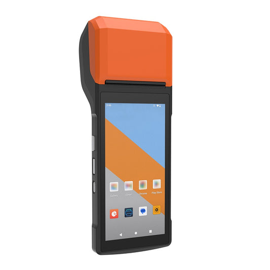 Android 13 Smart PDA Terminal with 5.5 Touchscreen, Wireless Connection, POS Printer & Barcode Scanner, Orange