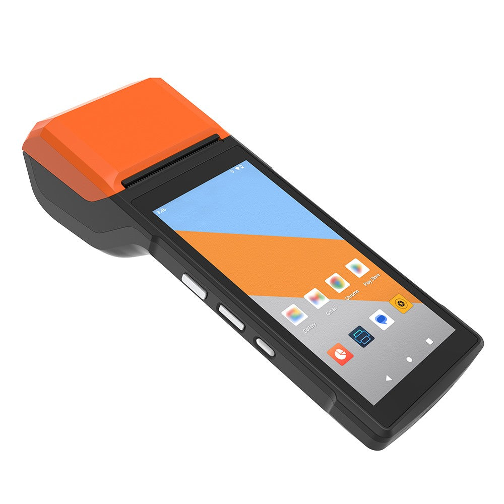 Android 13 Smart PDA Terminal with 5.5 Touchscreen, Wireless Connection, POS Printer & Barcode Scanner, Orange