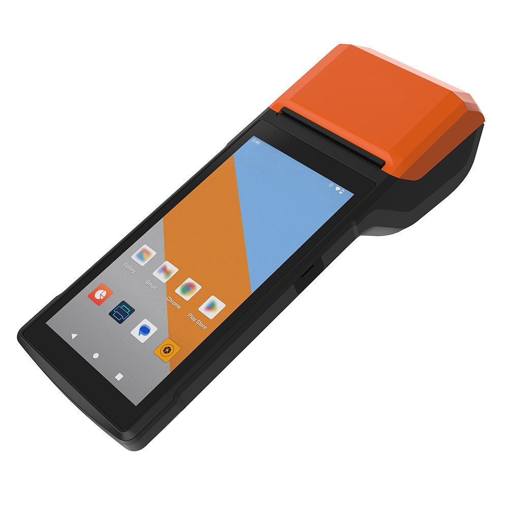 Android 13 Smart PDA Terminal with 5.5 Touchscreen, Wireless Connection, POS Printer & Barcode Scanner, Orange