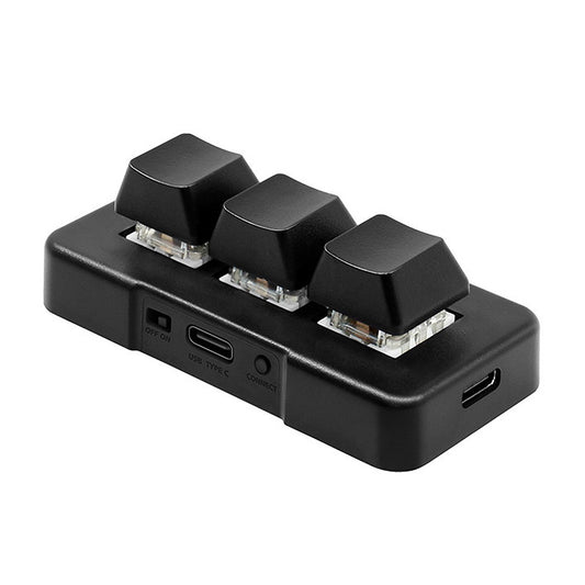 MK321BT 3-Key Mini Mechanical Keyboard, Dual-Mode USB+BT, Blue Switch, Black, for Office, Gaming, Multimedia