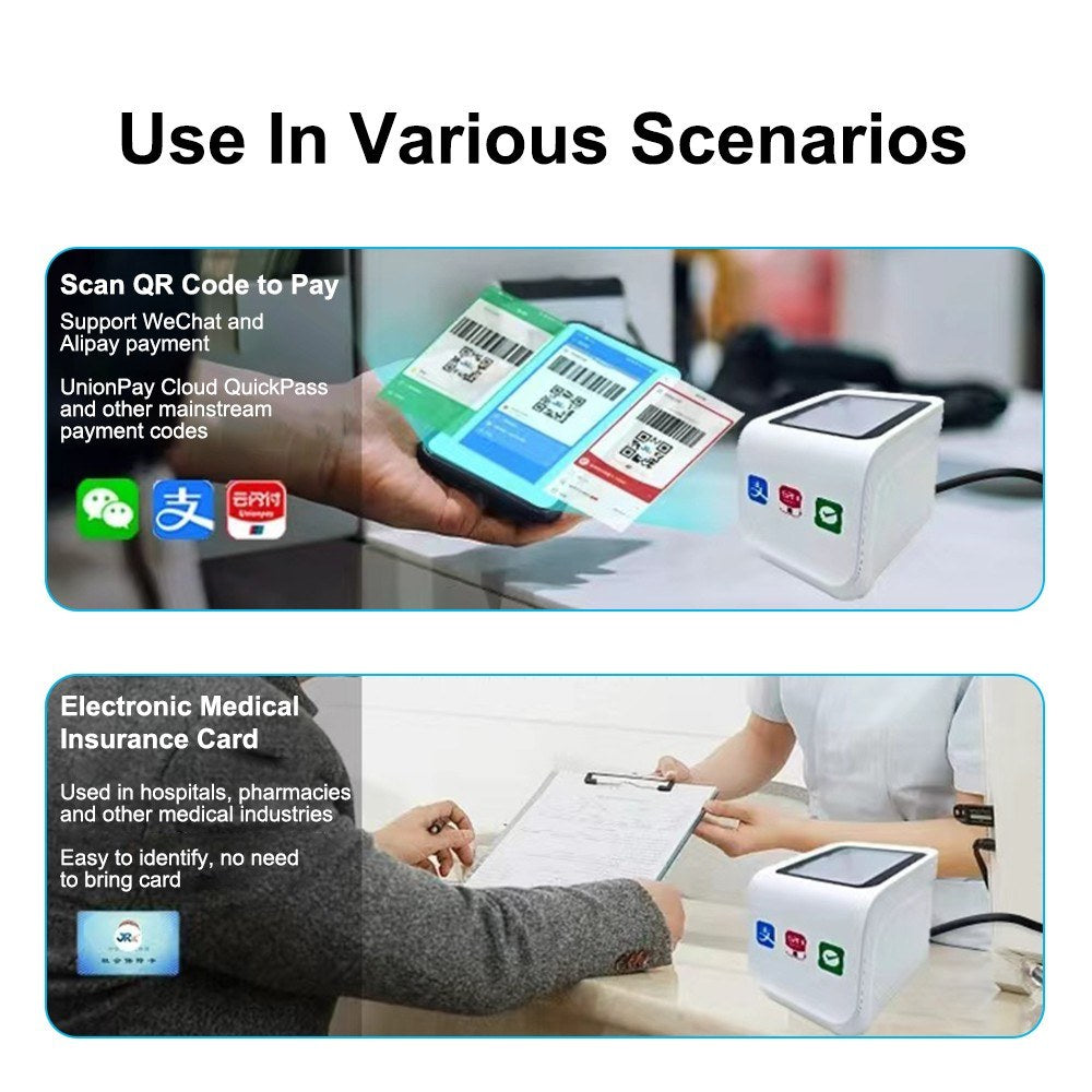 USB Wired QR Barcode Scanner with Auto-Sensor for Retail, Restaurant, Supermarket