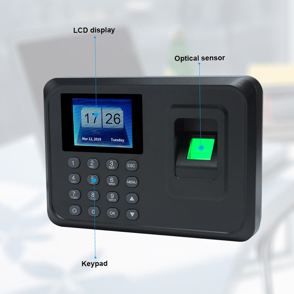 2.4-inch TFT LCD Biometric Fingerprint Attendance Machine with Password Clock - DC 5V