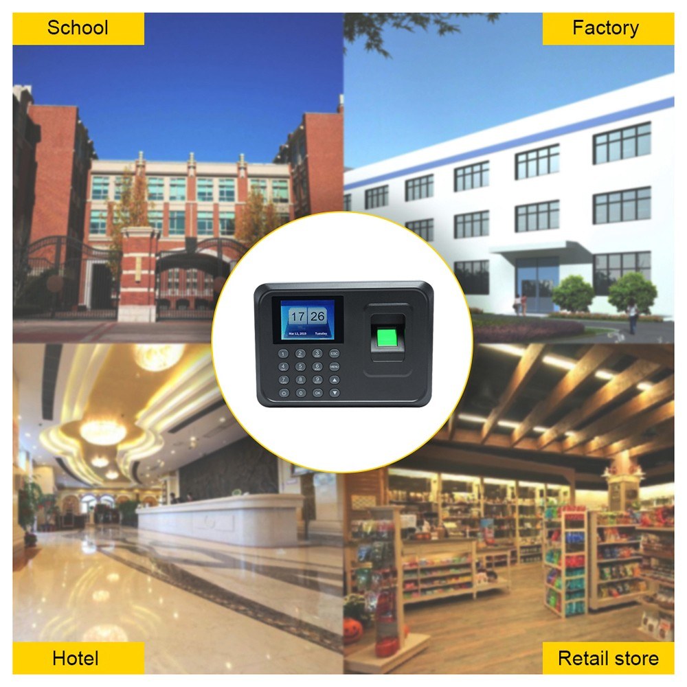 2.4-inch TFT LCD Biometric Fingerprint Attendance Machine with Password Clock - DC 5V