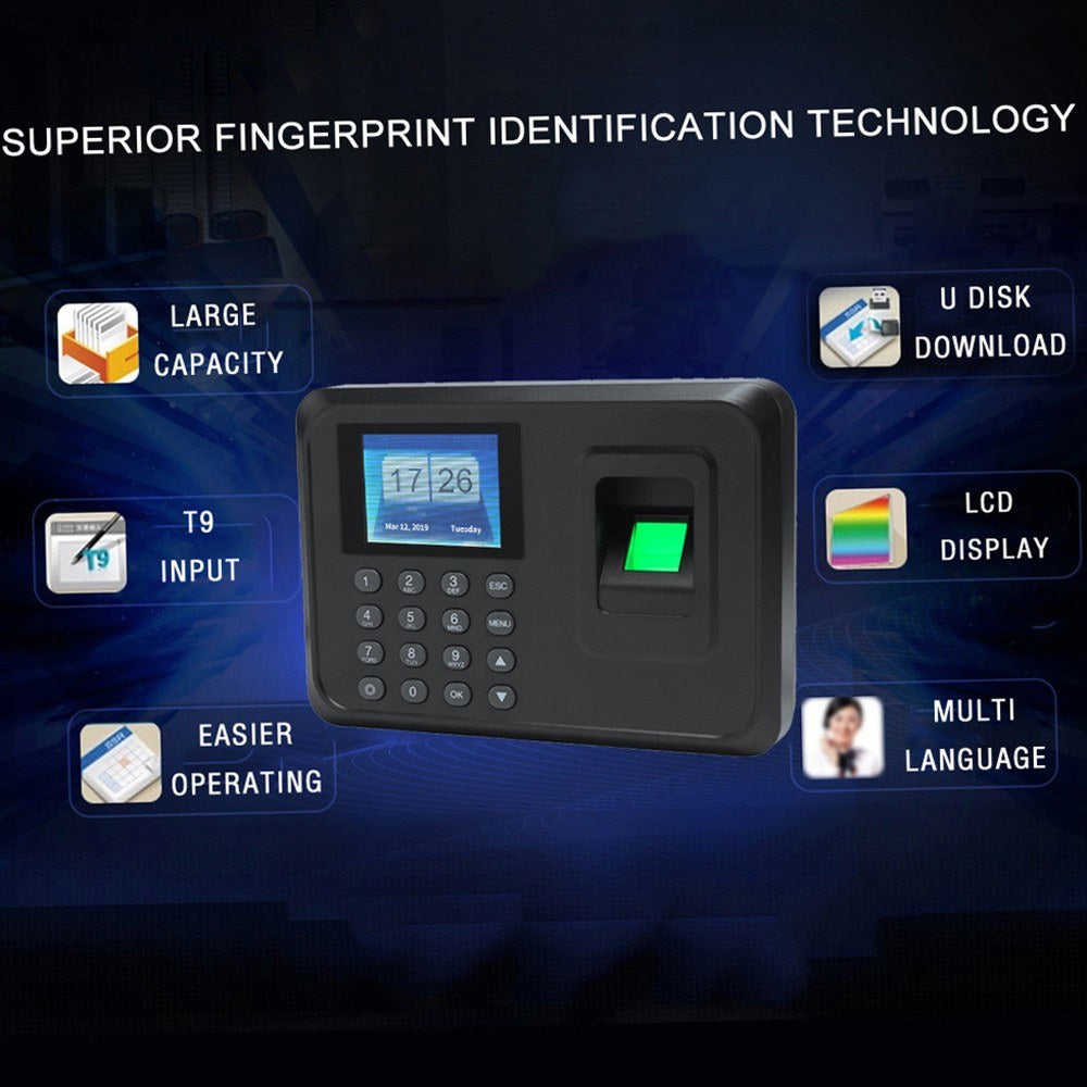 2.4-inch TFT LCD Biometric Fingerprint Attendance Machine with Password Clock - DC 5V
