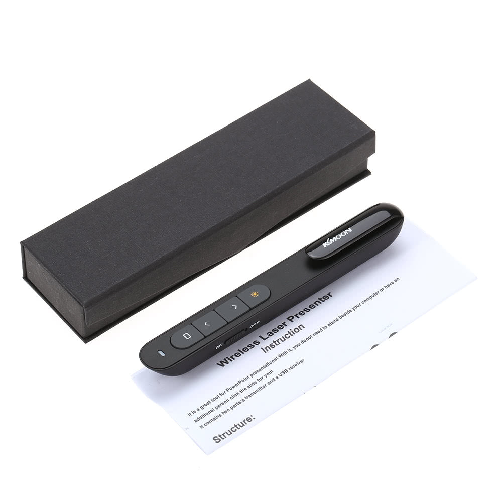 KKmoon Wireless PowerPoint Clicker Remote, 2.4GHz Laser Pen Pointer, PPT Presenter with USB Receiver, 10m Range, Hyperlink & Volume Control