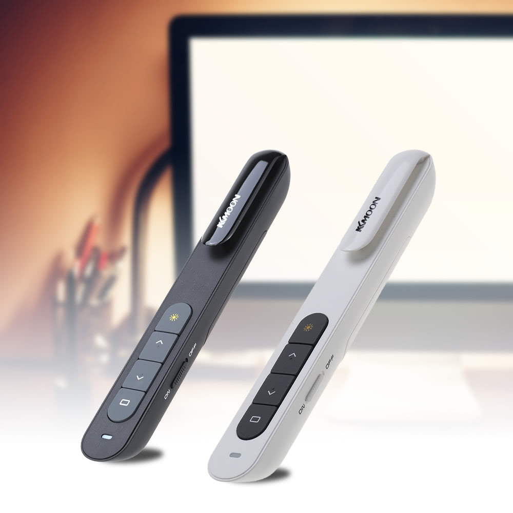 KKmoon Wireless PowerPoint Clicker Remote, 2.4GHz Laser Pen Pointer, PPT Presenter with USB Receiver, 10m Range, Hyperlink & Volume Control