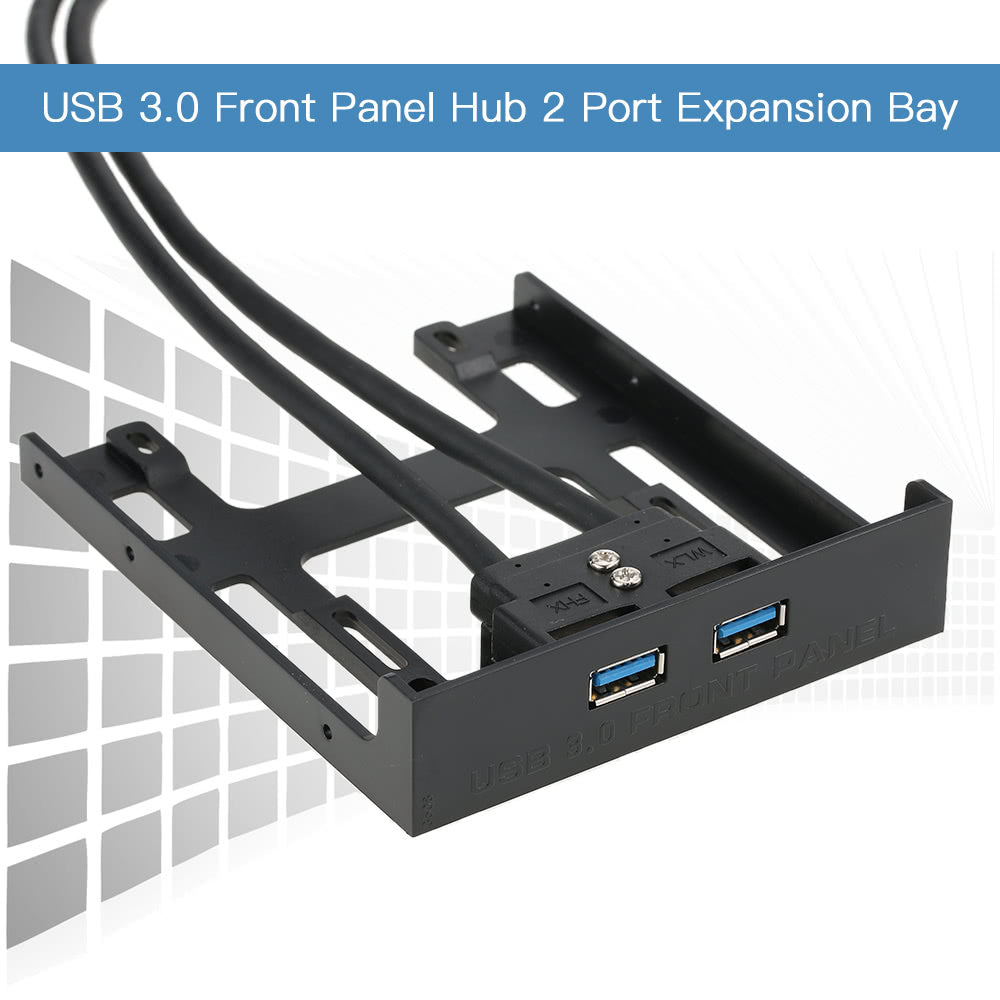 USB 3.0 Front Panel Hub with 2-Port Expansion for 2.5 Floppy Bay - 20 Pin to USB 3.0 Adapter Cable, 60cm for PC Desktop