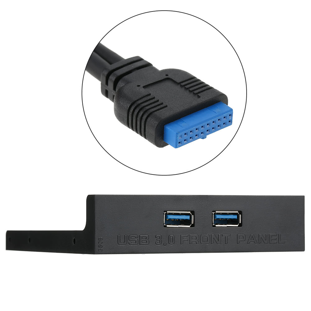 USB 3.0 Front Panel Hub with 2-Port Expansion for 2.5 Floppy Bay - 20 Pin to USB 3.0 Adapter Cable, 60cm for PC Desktop