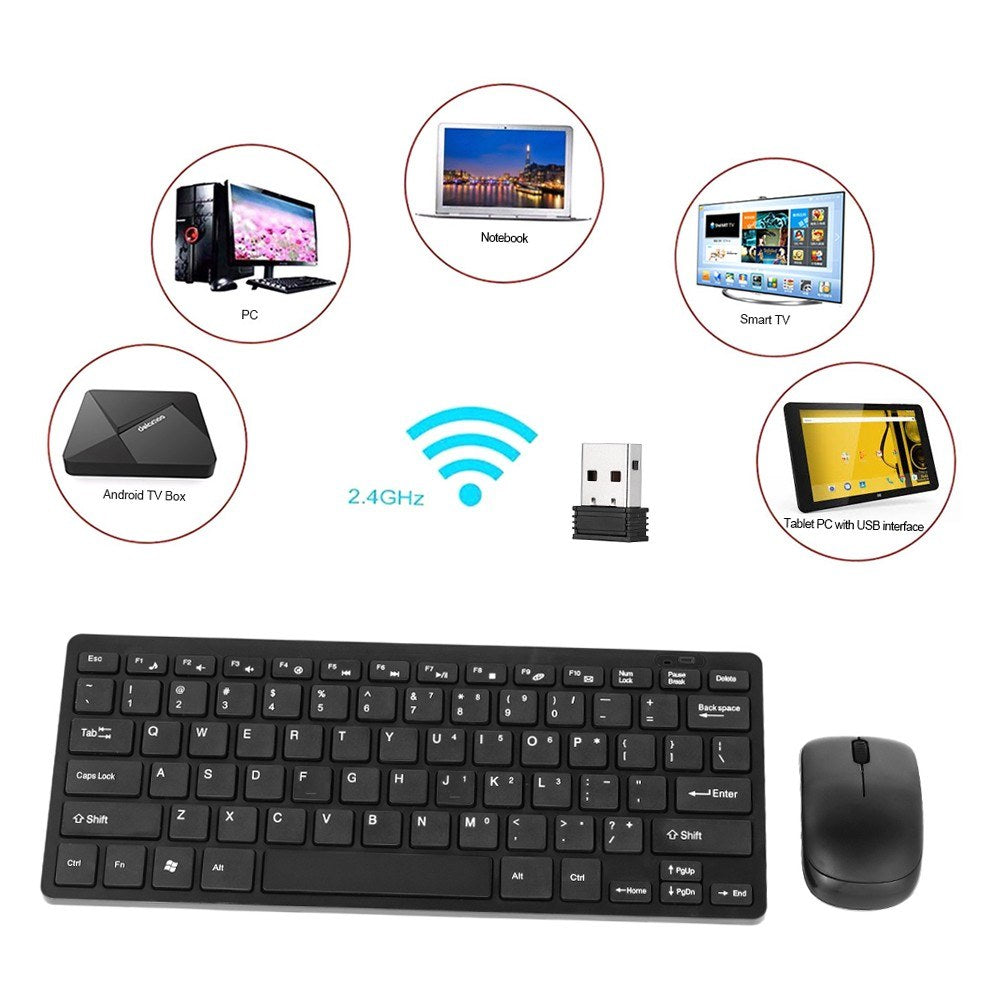 Ultra-Slim 2.4GHz Wireless Keyboard & Mouse Combo with Protective Cover