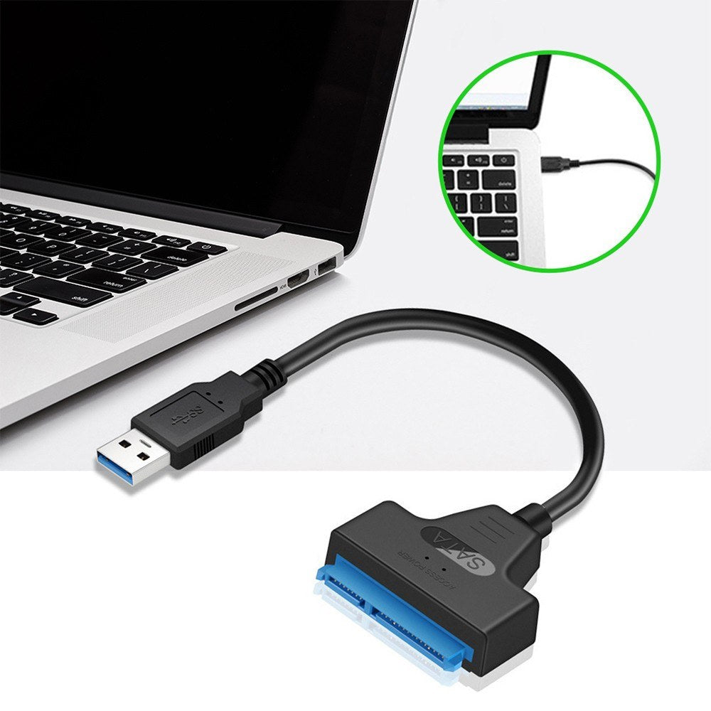 USB 2.0 to SATA Adapter Cable 22-Pin for 2.5 HDD/SSD Hard Drive on Laptop, Driver-Free