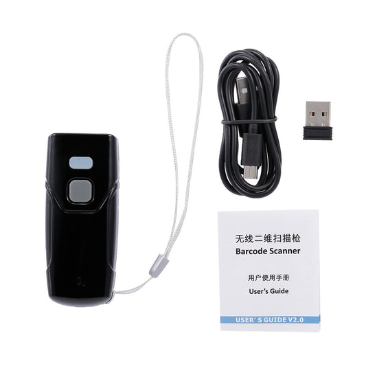 Wireless QR Barcode Scanner with BT & 2.4G for Laptops & Mobile Phones - Portable Codebar/QR/Data Matrix/PDF417