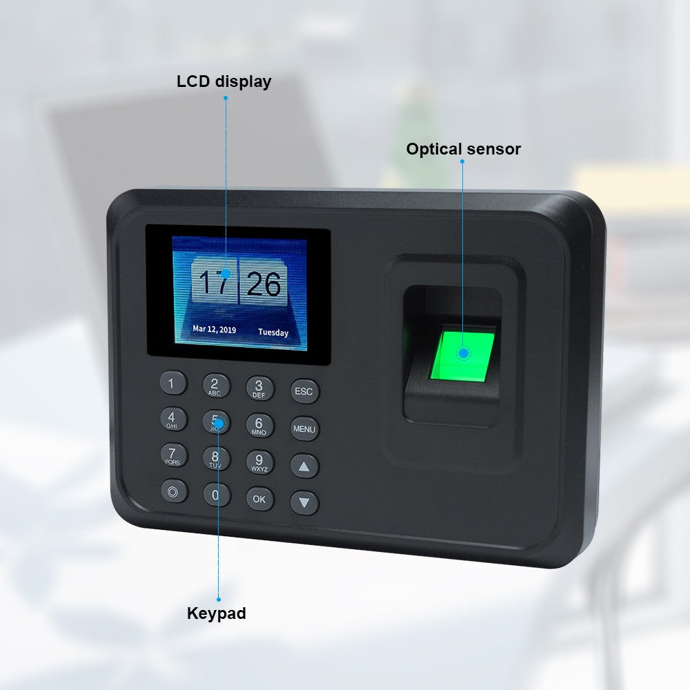 2.4 TFT LCD Biometric Fingerprint Time Attendance Clock with Password Access