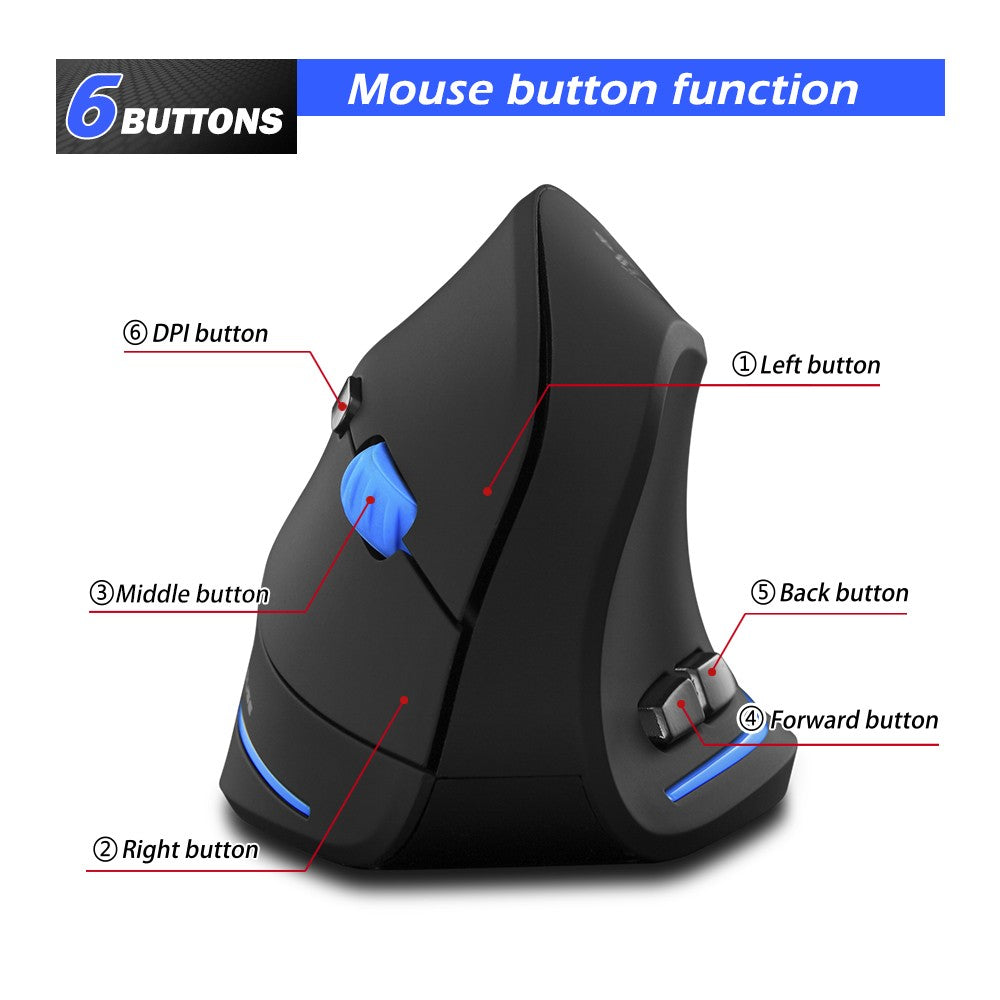 Zelotes F-35A Vertical Wireless Gaming Mouse, 2400DPI, Optical 2.4G