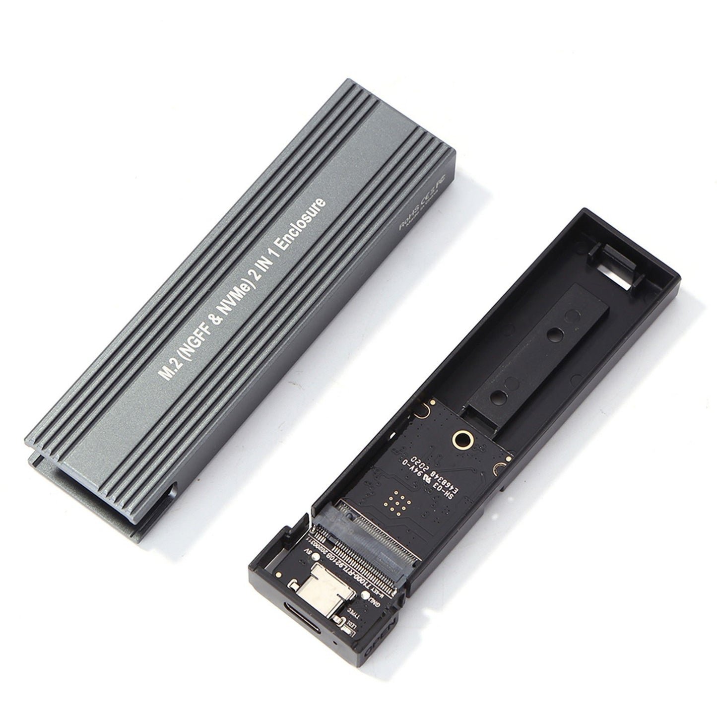 M.2 SSD Enclosure NVMe PCIe & NGFF SATA to USB-C 3.1 Adapter Dual Protocol Case